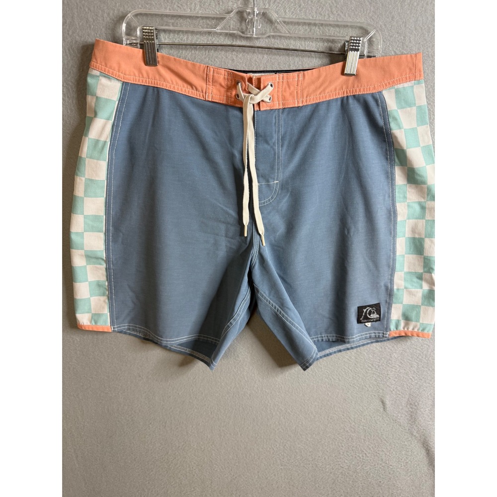 Quiksilver Board Shorts Men's 36/XL Checkered Swim‎ Trunks Beach Surf